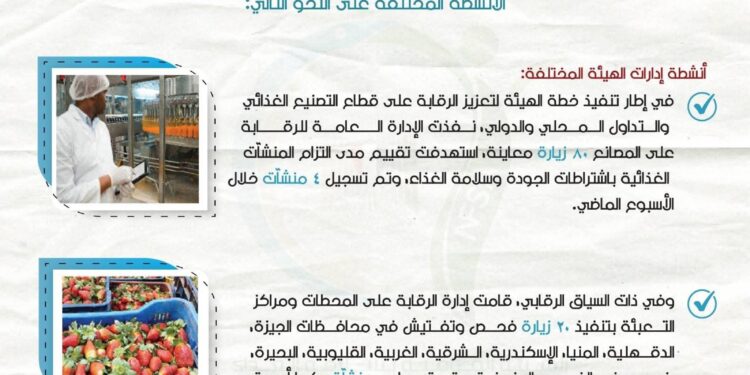 سلامة الغذاء يعلن تصدير 243 ألف طن أغذية إلى 186 دولة خلال أسبوع