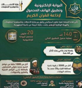 بعد تدشينها من الرئيس السيسي.. “الاتصالات” تستعرض نجاح تطبيق إذاعة القرآن بـ20 مليون تصفح في 24 ساعة