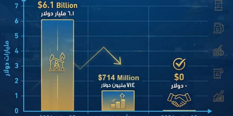 تراجع مديونية شركاء البترول إلى 714 مليون دولار