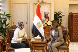 وزيرة التنمية المحلية والبيئة تتابع مع محافظ الوادي الجديد استعدادات عيد الأضحى والموقف التنفيذي للمشروعات التنموية
